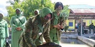 Kodim 1801/Manokwari dan Persit KCK Cab XII Panen Ikan Petani Binaan