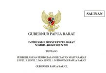Gubernur Instruksikan Teluk Bintuni, Kaimana dan Pegunungan Arfak PPKM Level 3