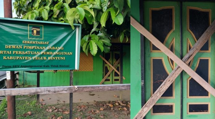 Tidak Akomodir Bakal Caleg, Pintu Sekretariat DPC PPP Bintuni Dipalang