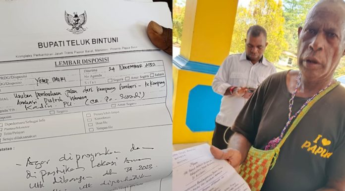 Lembar Disposisi Bupati Teluk Bintuni Tidak Laku di Dinas PU, Kok Bisa?