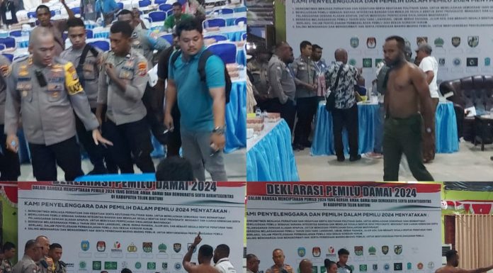 Gegara Rekomendasi Kilat Bawaslu, Rapat Pleno Penetapan Suara di Aula KPUD Bintuni Ricuh
