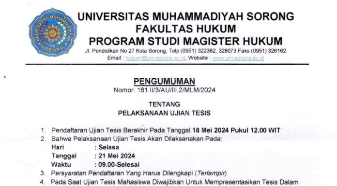 Tidak Penuhi Panggilan Jaksa, Ganem Seknun Alasan Ikuti Ujian Magister Hukum di Sorong