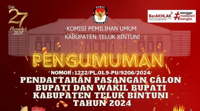 Selama Tiga Hari, KPUD Teluk Bintuni Buka Pendaftaran Bapaslon Bupati dan Wakil Bupati