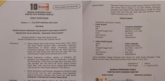 Partai Hanura Berikan SK Persetujuan Parpol ke Paslon YO JOIN Maju Pilkada Teluk Bintuni