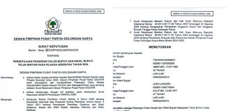 Sah, YO JOIN Terima SK B.Persetujuan Parpol KWK dari Partai Golkar