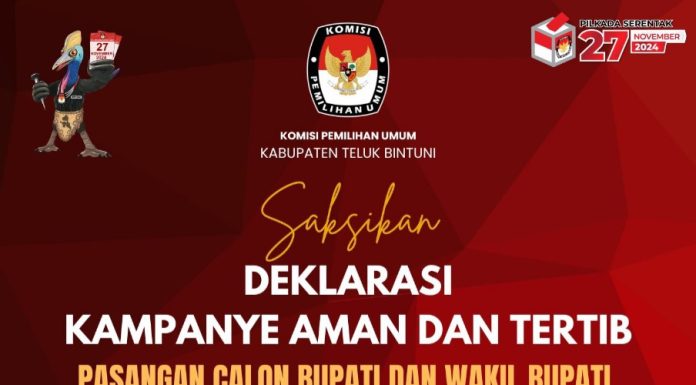 Usai Pengambilan Nomor Urut, KPUD Deklarasikan Kampanye Pilkada Teluk Bintuni Aman dan Tertib