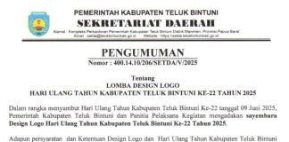 Sambut Hari Jadi ke 22, Pemda Teluk Bintuni Gelar Lomba Desain Logo Ulang Tahun