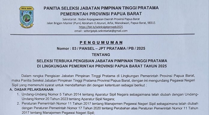 Pejabat Pemda Teluk Bintuni Ramai-ramai Ikut Lelang Jabatan di Provinsi