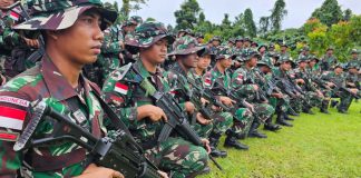 Ratusan Prajurit Yonif 410/Alugoro Amankan Perbatasan Wilayah Teluk Bintuni