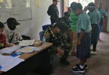 Peduli Kesehatan Generasi Muda, Satgas TNI Yonif 301/PKS Gelar Pengobatan Gratis untuk Siswa SMP di Tsinga